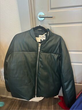 NA-KD Oversized Faux Leather Bomber Jacket Black Size Small (EU 36)